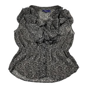 Miley Cyrus Max Azria XL Zebra Print Sheer Ruffle Top